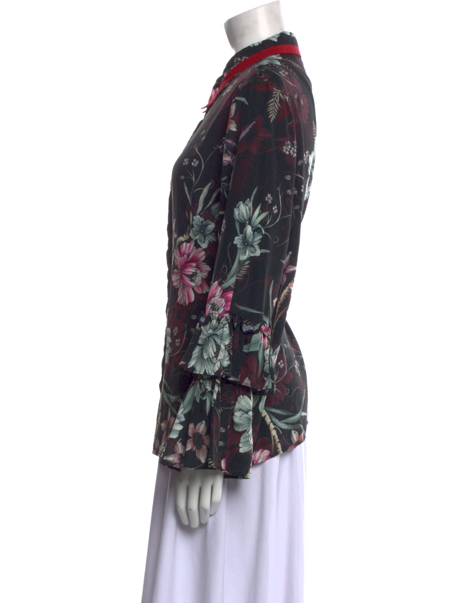Badgley Mischka Floral Print Long Sleeve Blouse