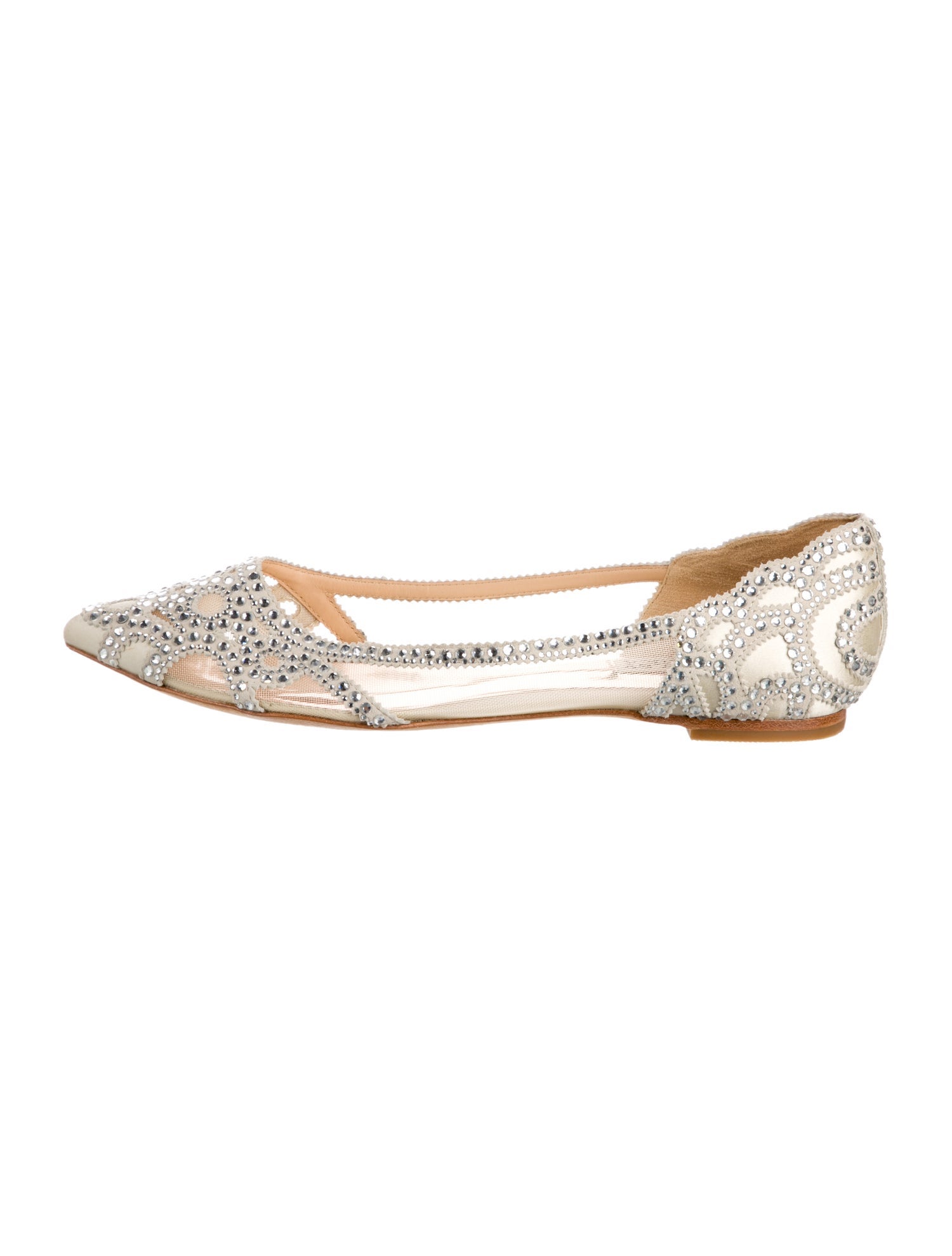 Badgley Mischka Mesh Crystal Embellishments D'Orsay Flats