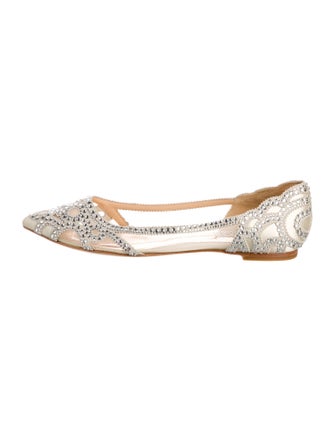 Badgley Mischka Mesh Crystal Embellishments D'Orsay Flats