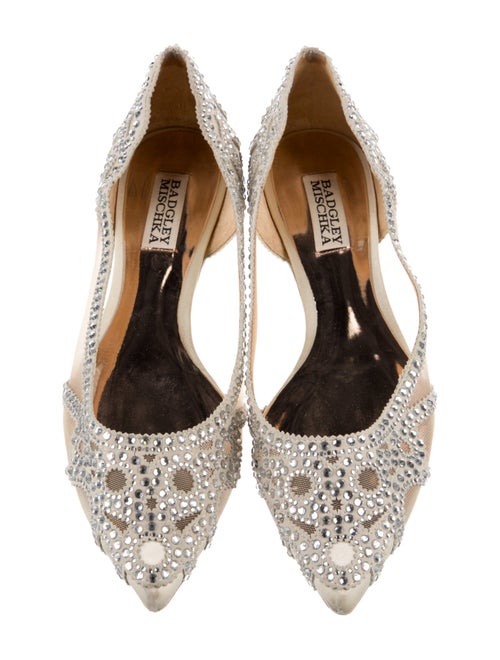 Badgley Mischka Mesh Crystal Embellishments D'Orsay Flats