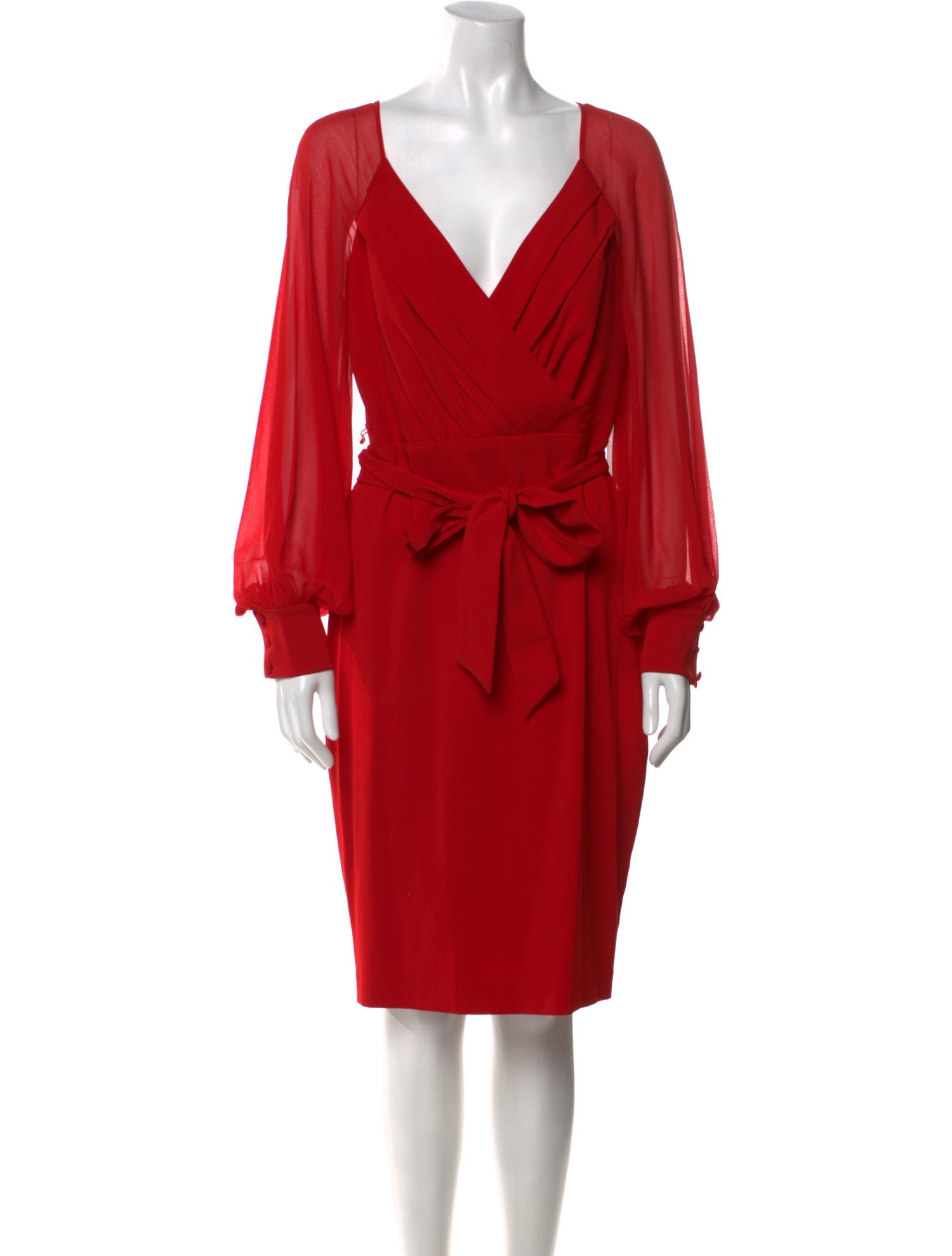 Badgley Mischka V-Neck Knee-Length Dress