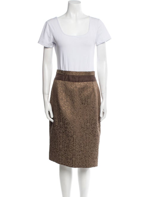 Badgley Mischka Printed Embroidered Accent Skirt Suit