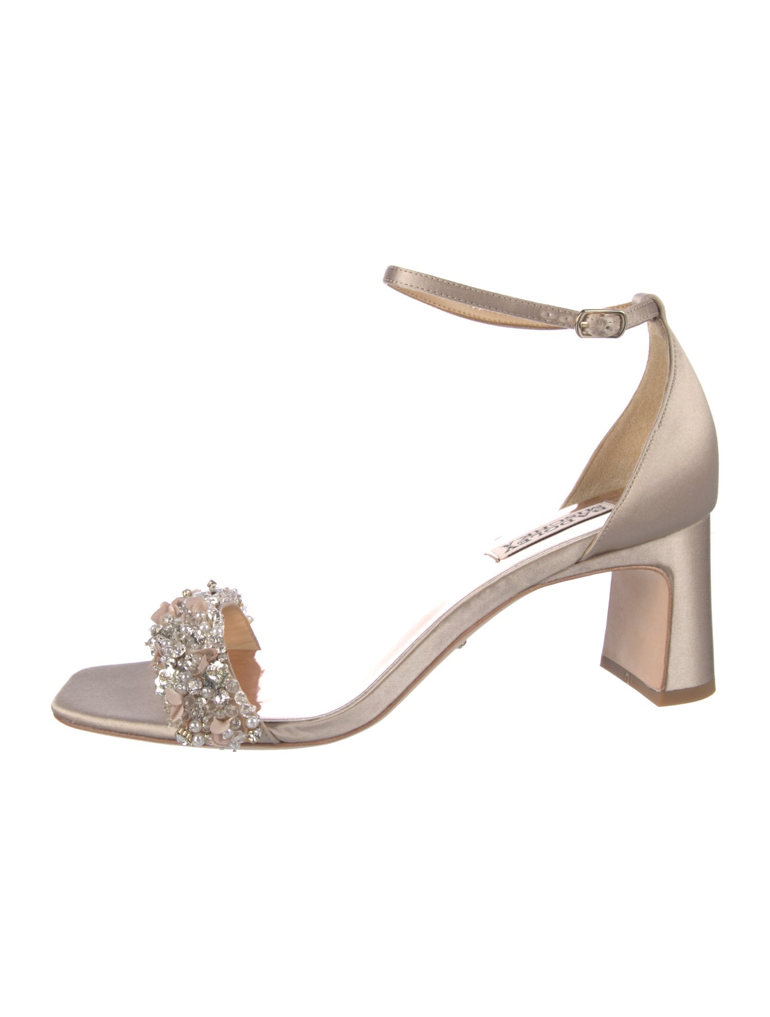 Badgley Mischka Satin Crystal Embellishments Sandals
