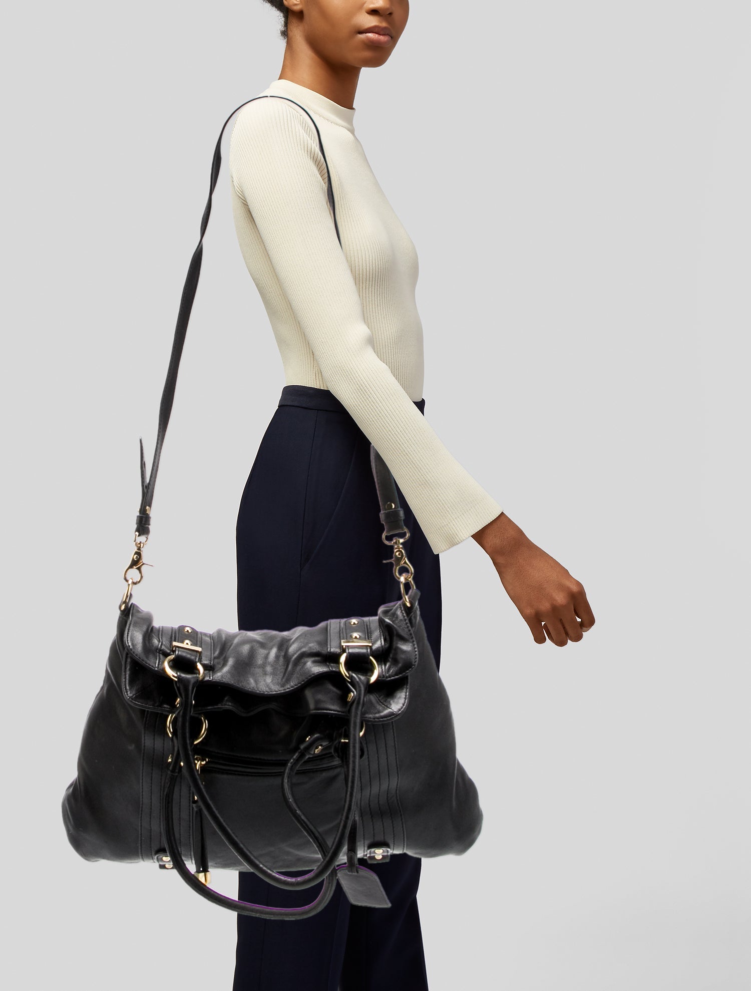 Badgley Mischka Leather Bucket Bag