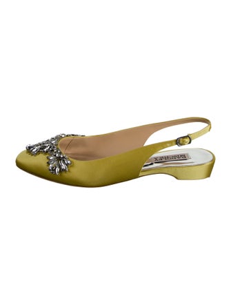 Badgley Mischka Satin Crystal Embellishments Slingback Flats