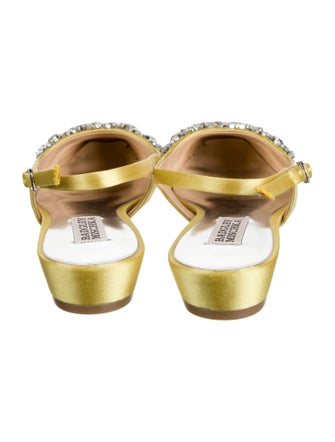 Badgley Mischka Satin Crystal Embellishments Slingback Flats