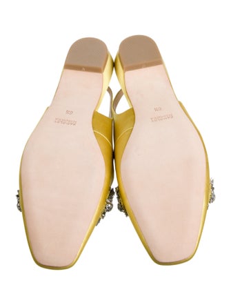 Badgley Mischka Satin Crystal Embellishments Slingback Flats