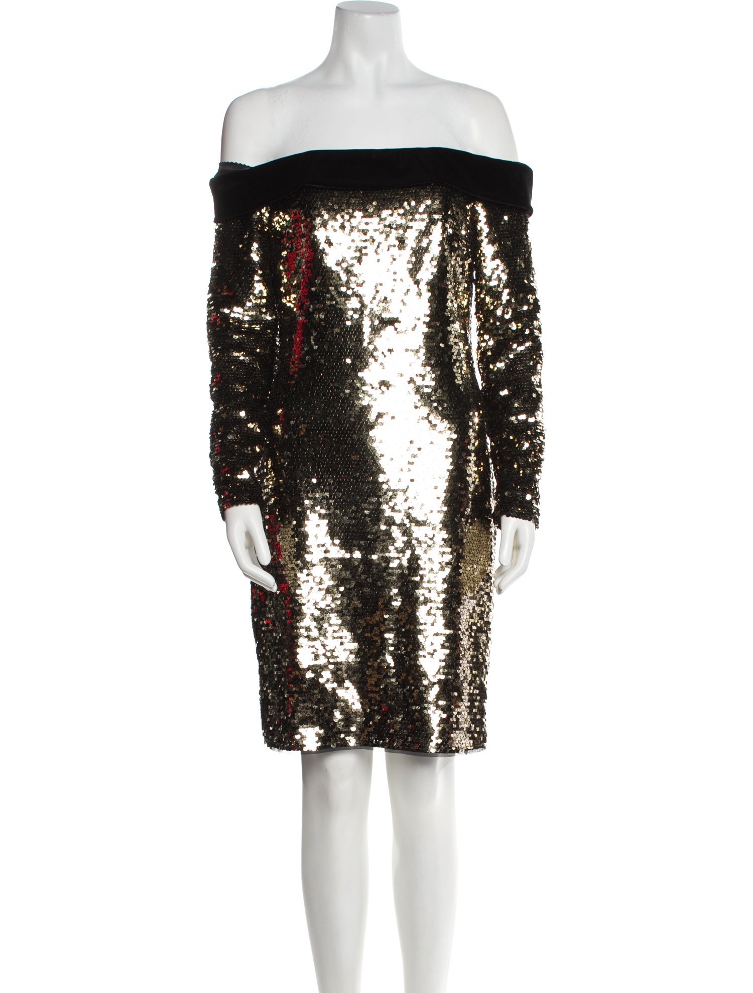 badgley mischka black sequin dress Vintage Badgley Mischka Black Evening Dress W Green Beads & Sequins – Modig