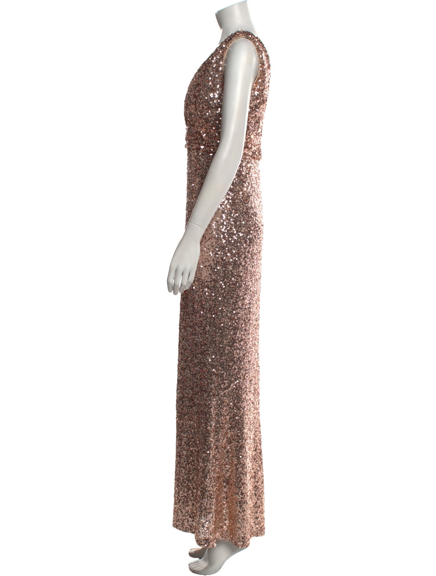Badgley Mischka V-Neck Long Dress