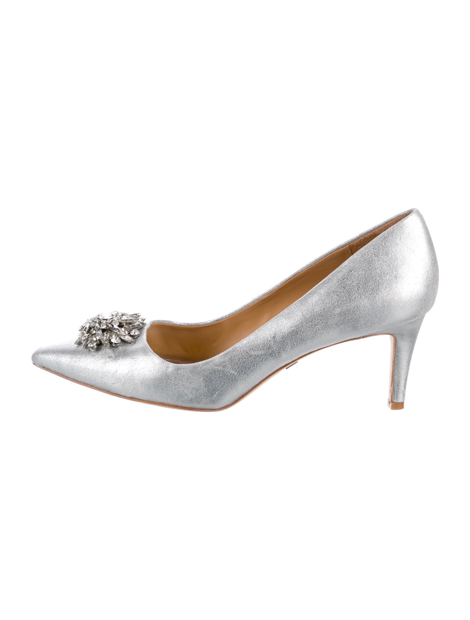 Badgley Mischka Leather Crystal Embellishments Pumps