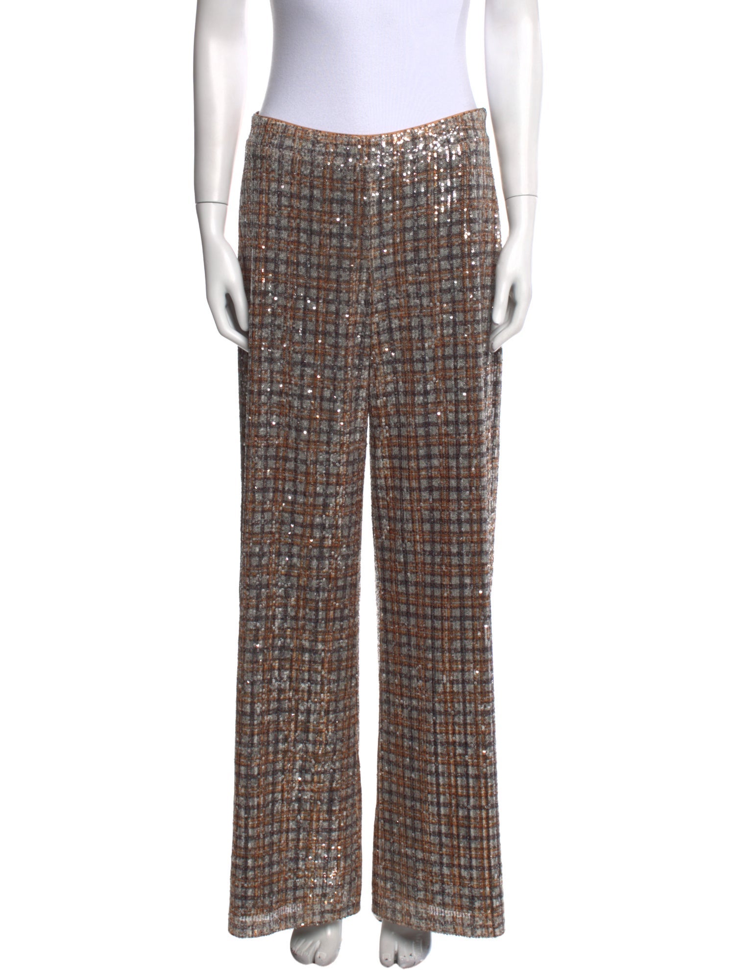 Badgley Mischka Plaid Print Wide Leg Pants w/ Tags