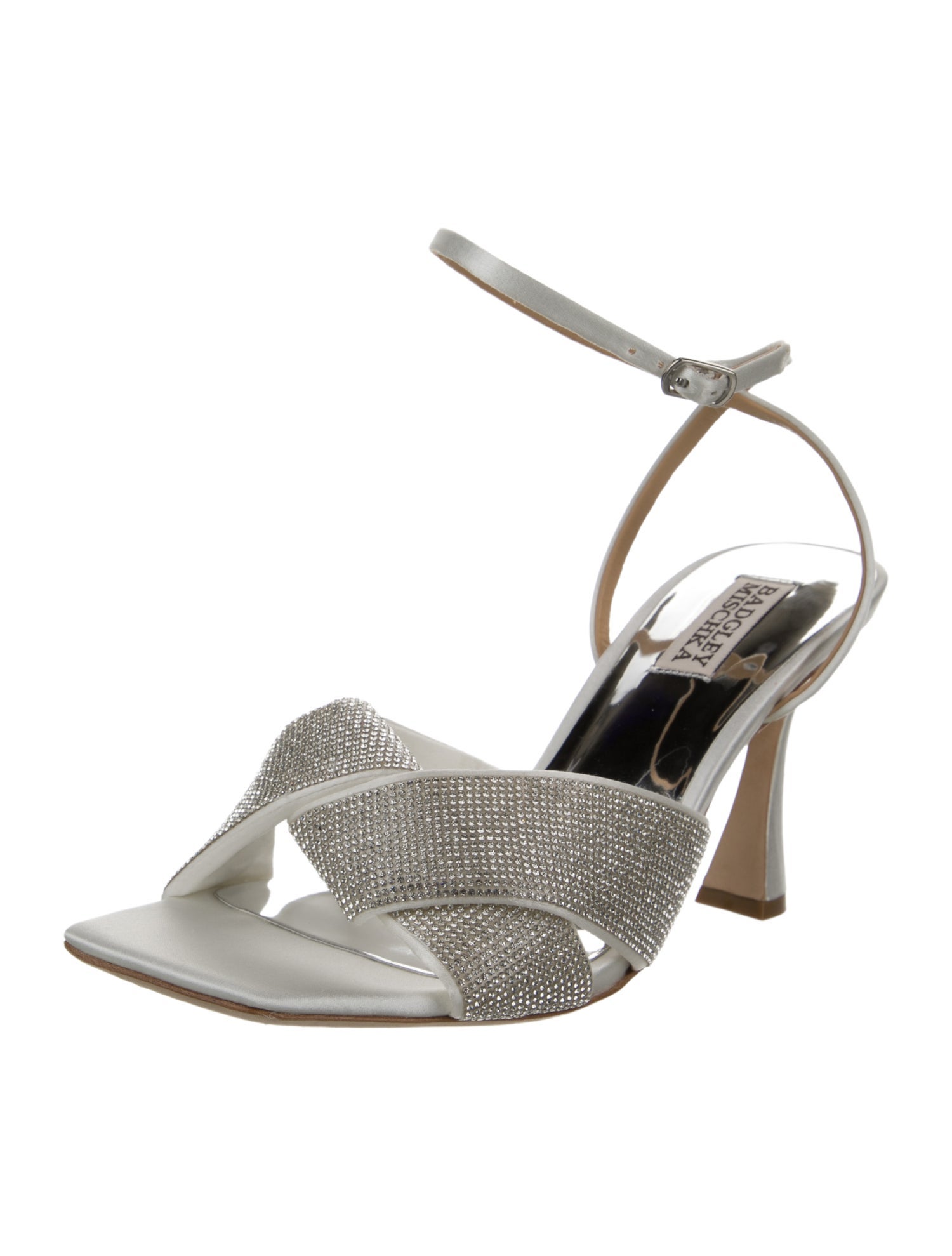 Badgley Mischka Satin Crystal Embellishments Sandals