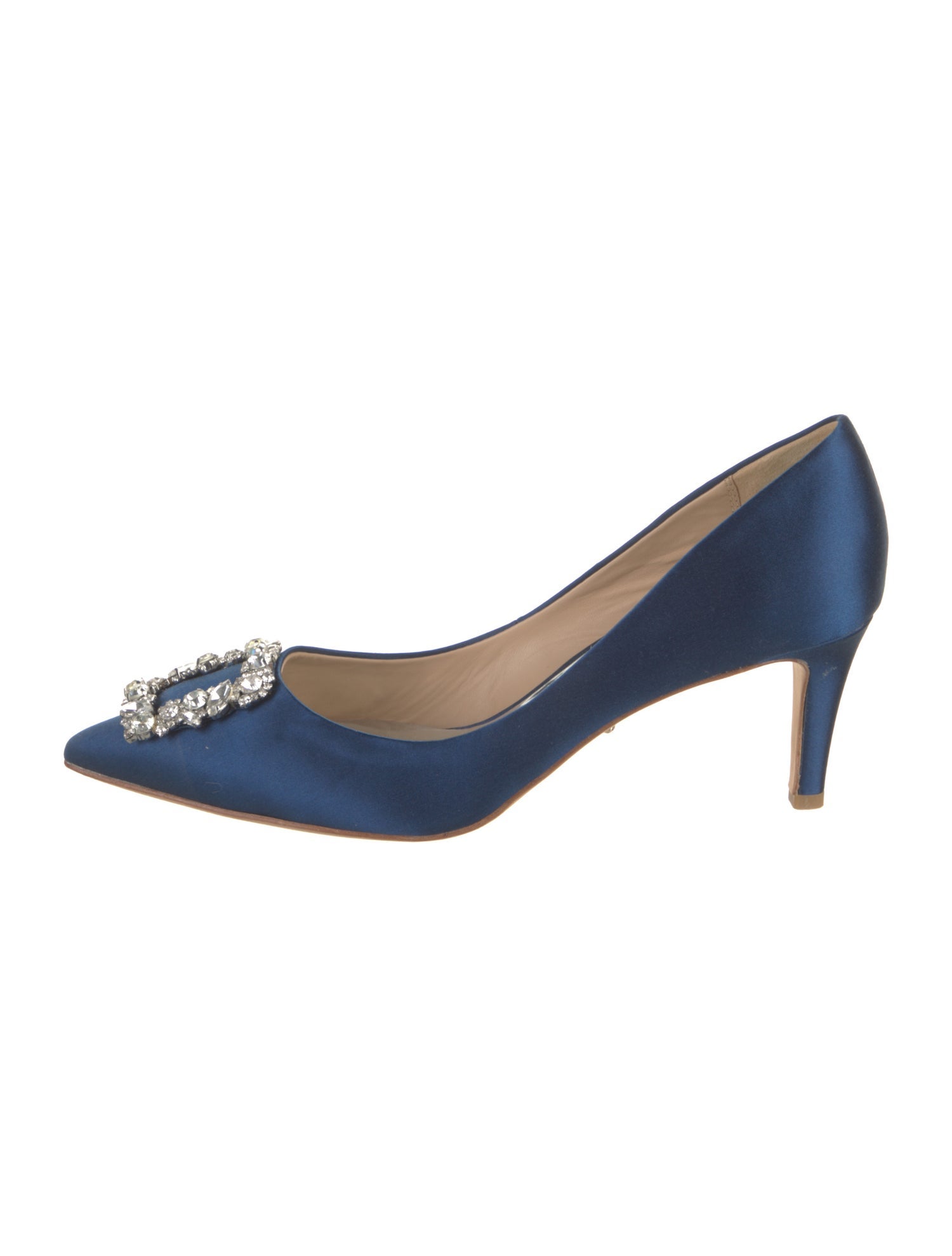 Badgley Mischka Satin Crystal Embellishments Pumps