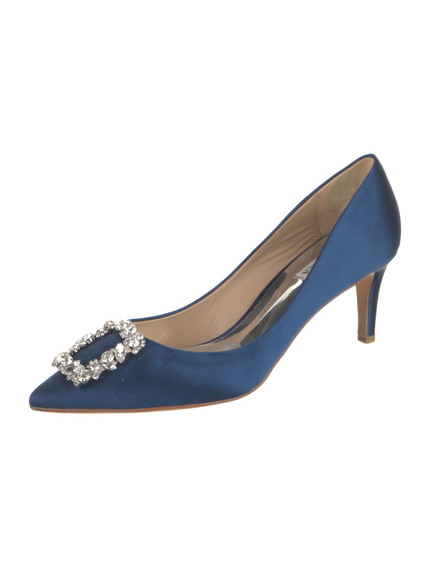 Badgley Mischka Satin Crystal Embellishments Pumps