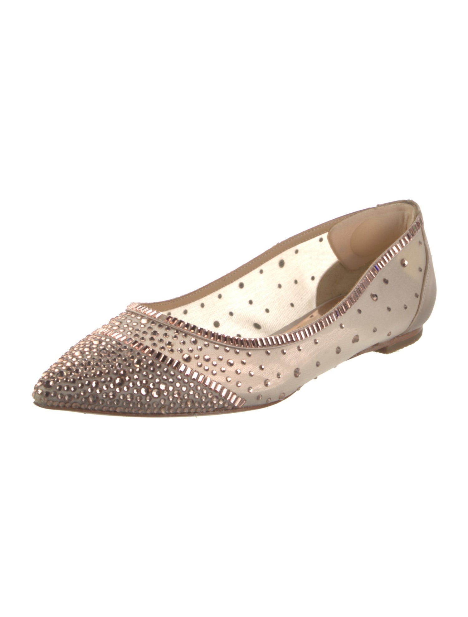 Badgley Mischka Satin Crystal Embellishments Flats