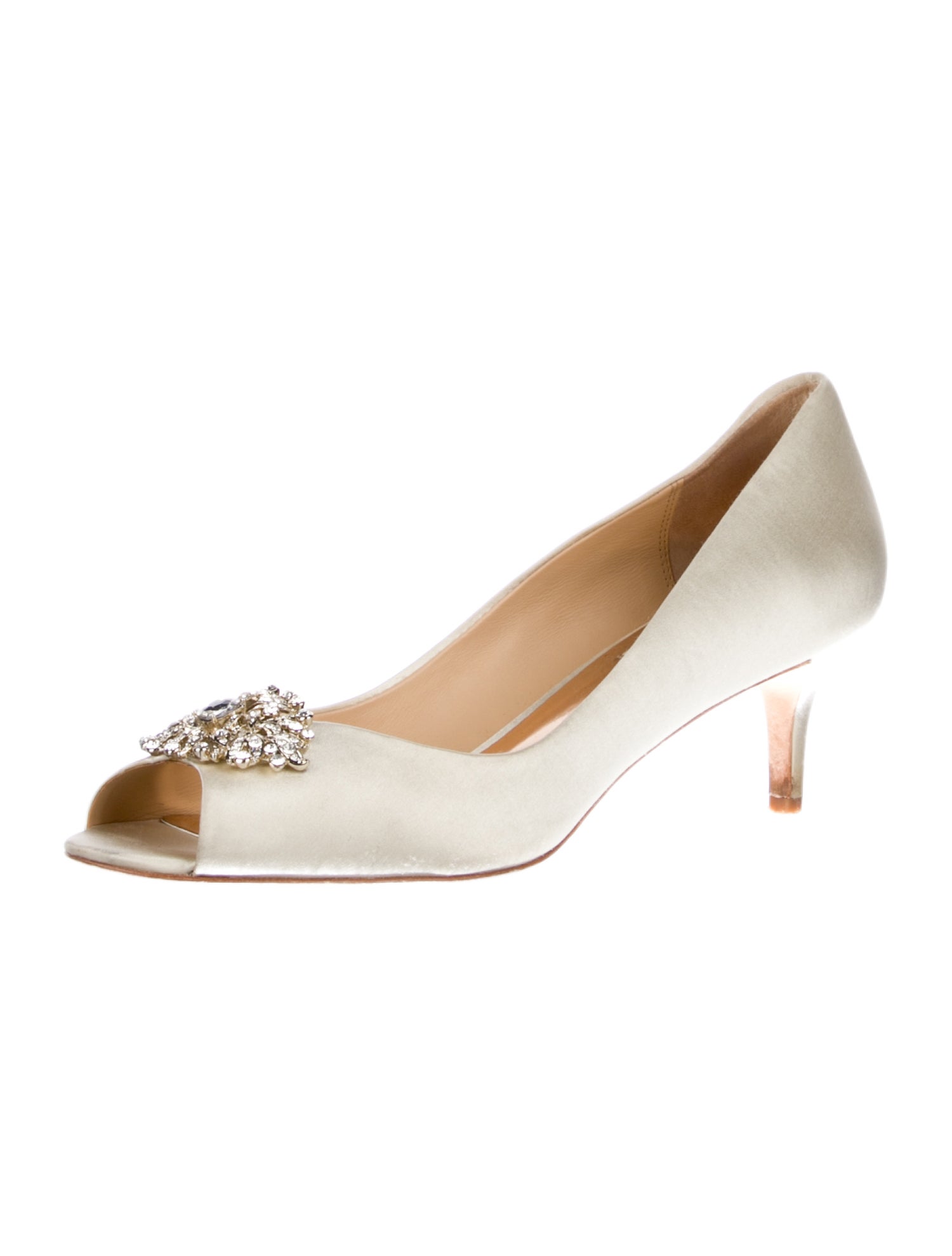 Badgley Mischka Satin Crystal Embellishments Pumps