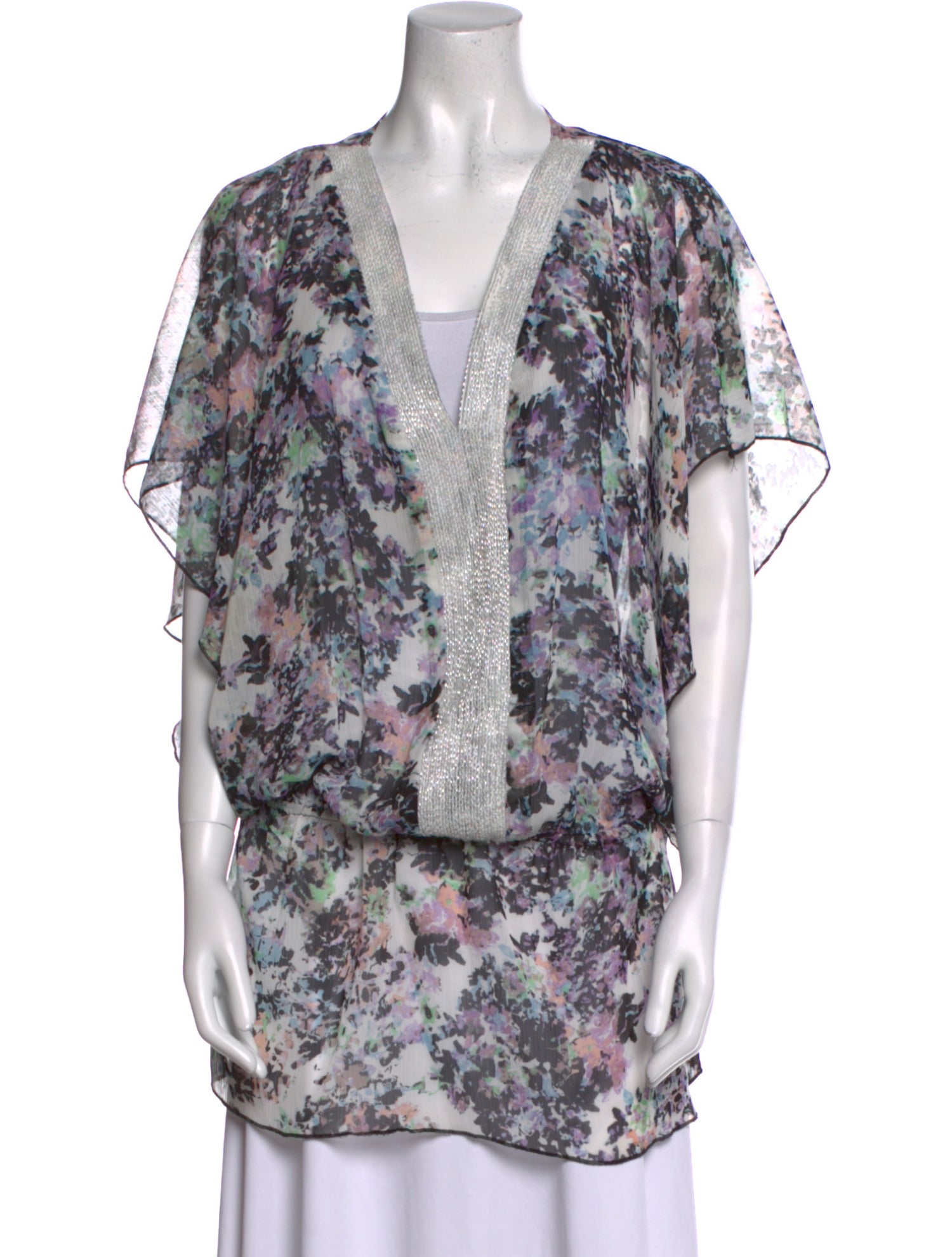 Badgley Mischka Floral Print V-Neck Tunic