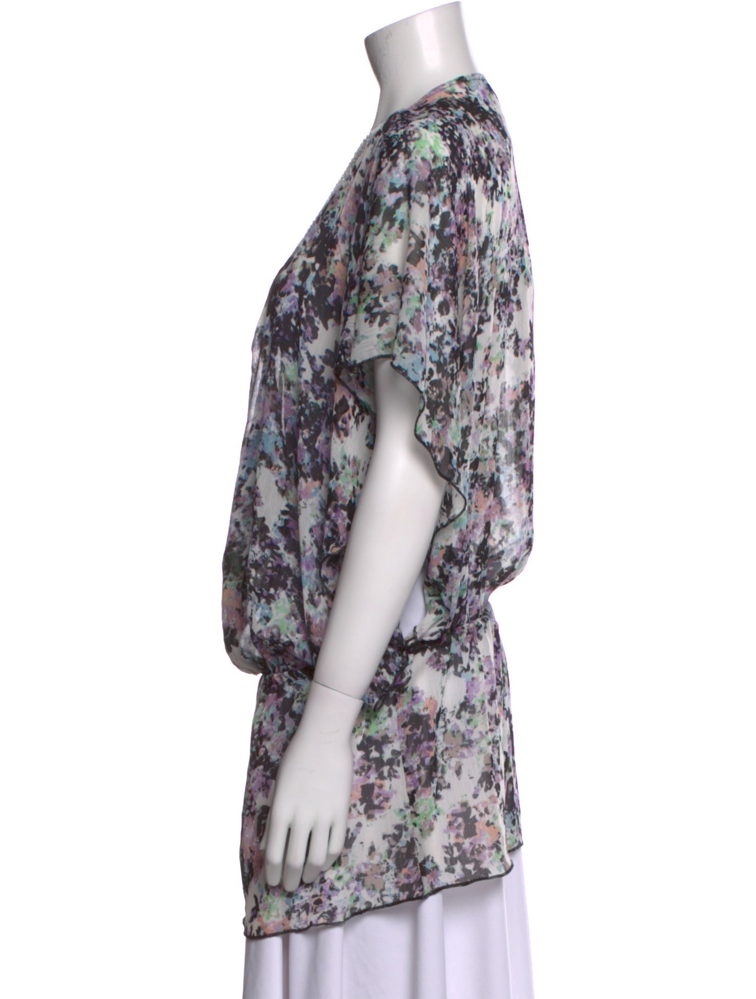 Badgley Mischka Floral Print V-Neck Tunic