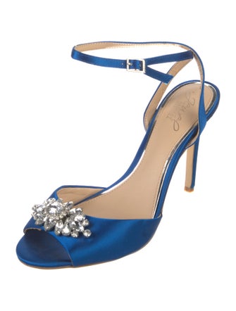 Badgley Mischka Satin Crystal Embellishments Sandals