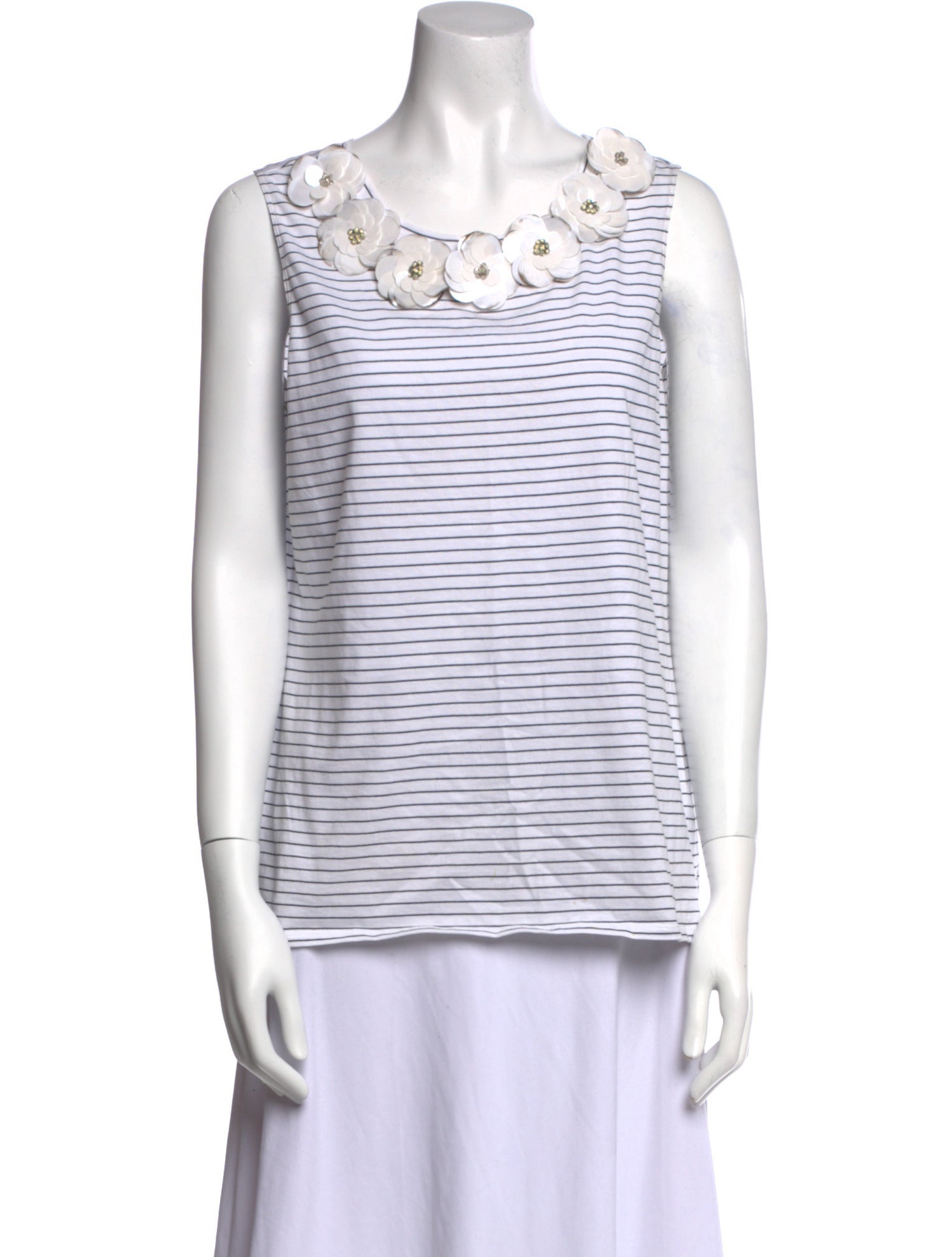 Badgley Mischka Striped Scoop Neck Top