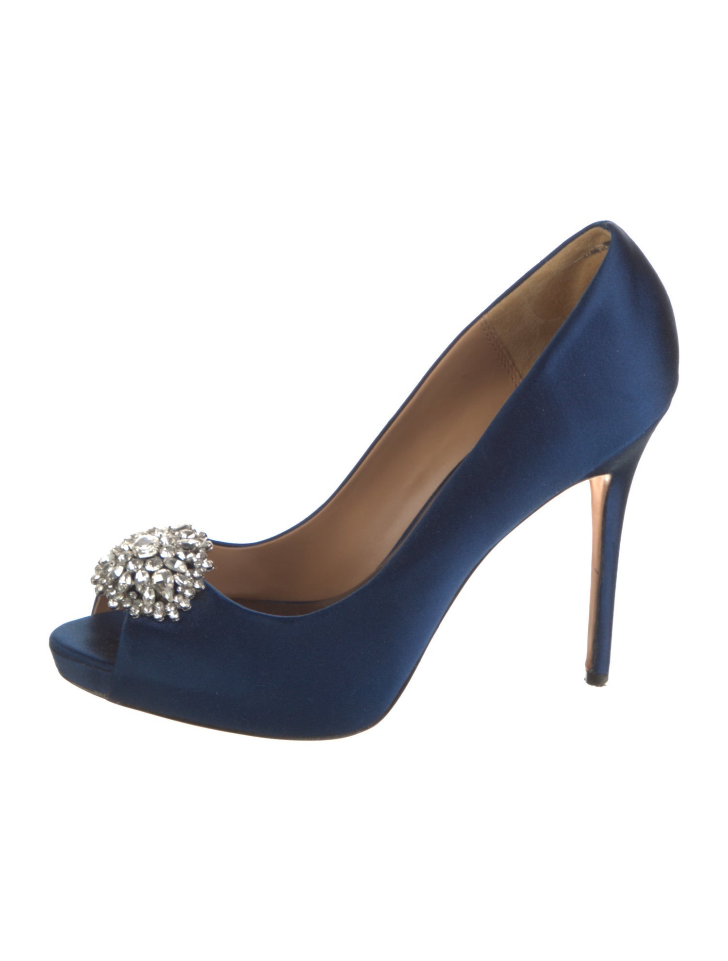 Badgley Mischka Satin Crystal Embellishments Pumps