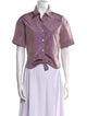 Badgley Mischka Silk Short Sleeve Button-Up Top