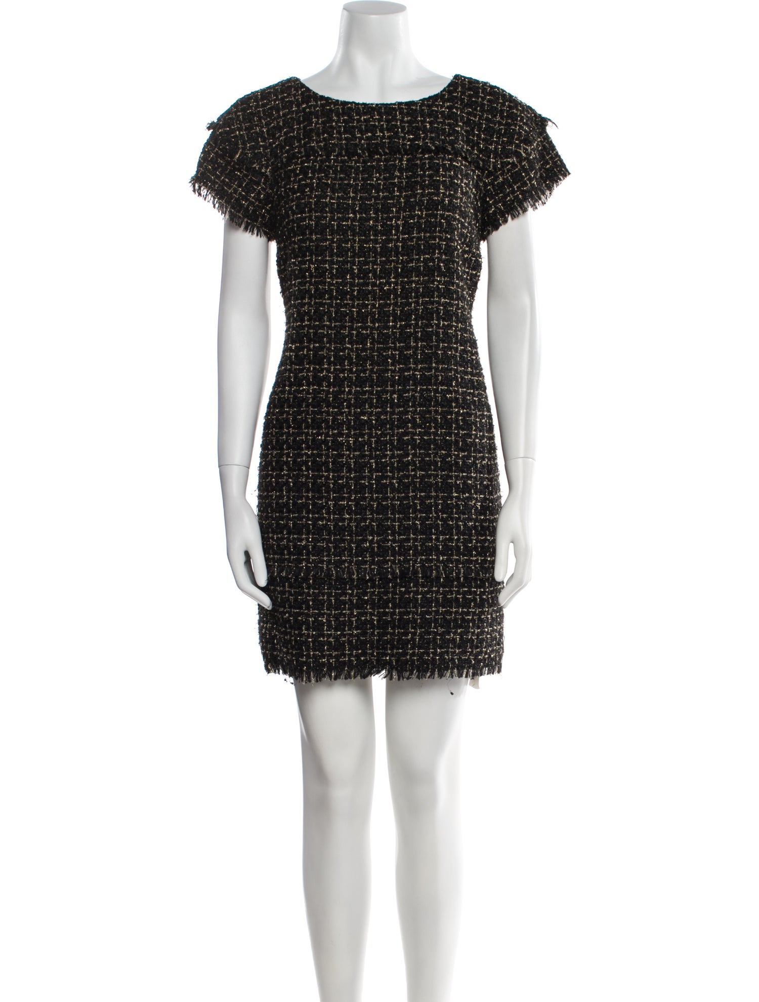 Badgley Mischka Bateau Neckline Mini Dress