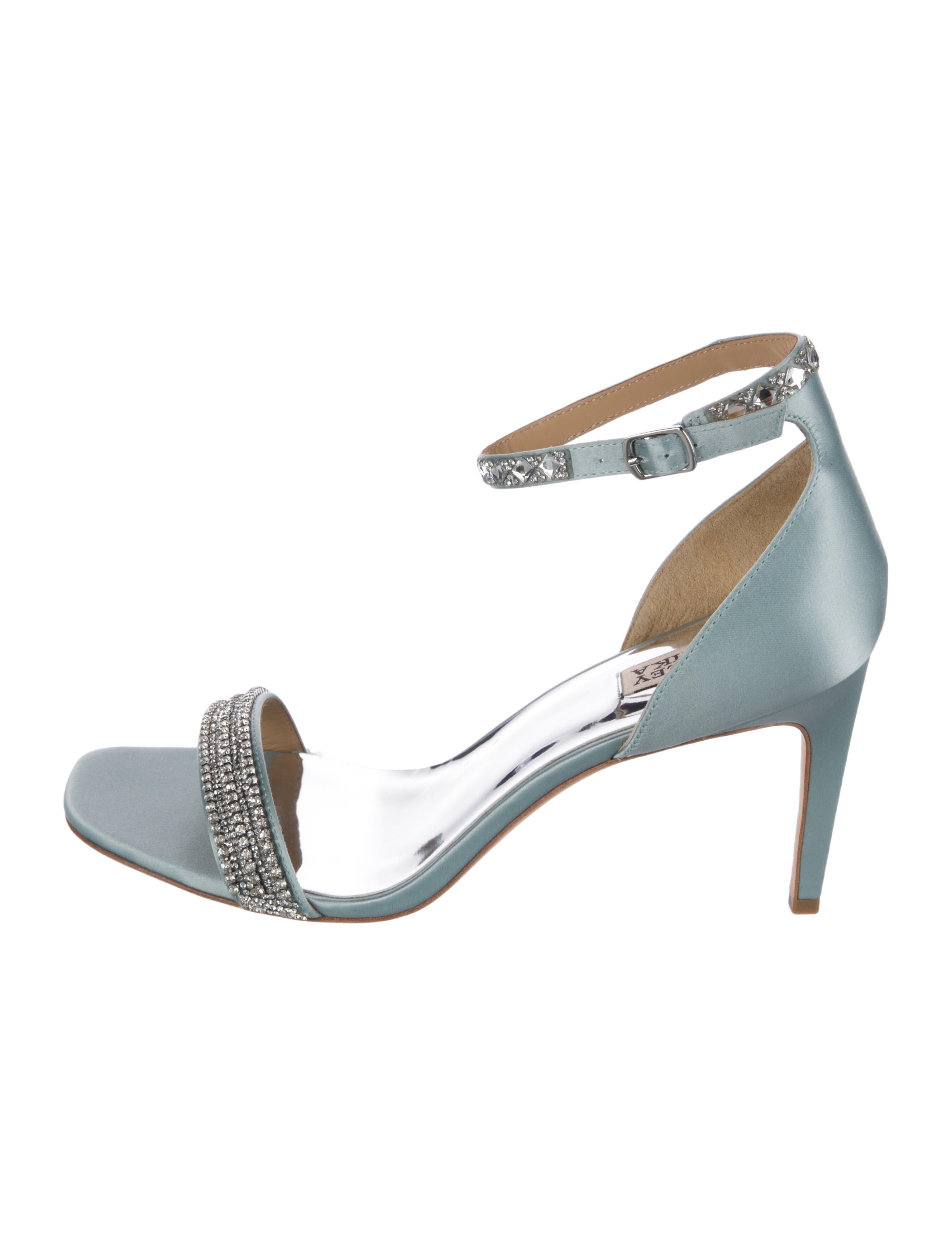 Badgley Mischka Satin Crystal Embellishments Sandals
