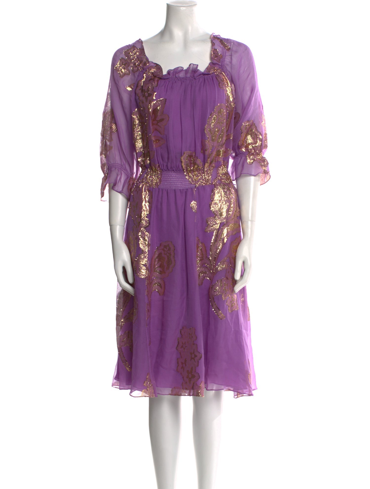 Badgley Mischka Floral Print Knee-Length Dress