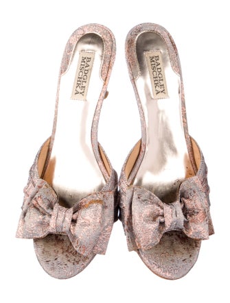 Badgley Mischka Printed Bow Accents Slides