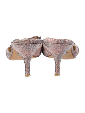 Badgley Mischka Printed Bow Accents Slides