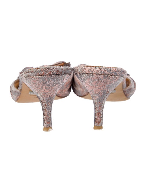 Badgley Mischka Printed Bow Accents Slides