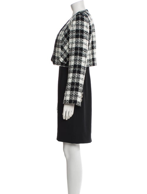 Badgley Mischka Plaid Print Embroidered Accent Dress Set
