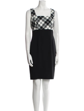 Badgley Mischka Plaid Print Embroidered Accent Dress Set