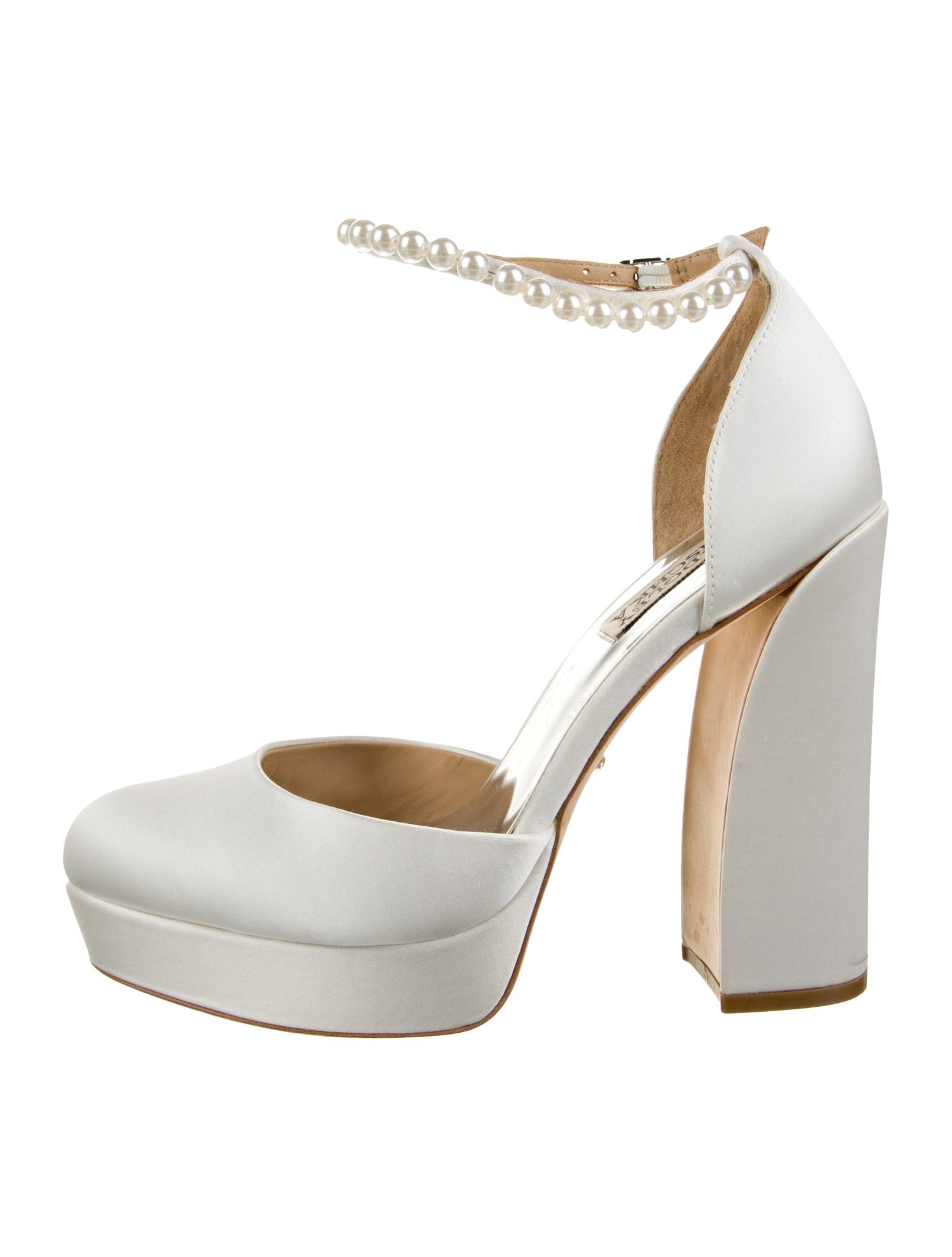 Badgley Mischka Satin Beaded Accents D'Orsay Pumps
