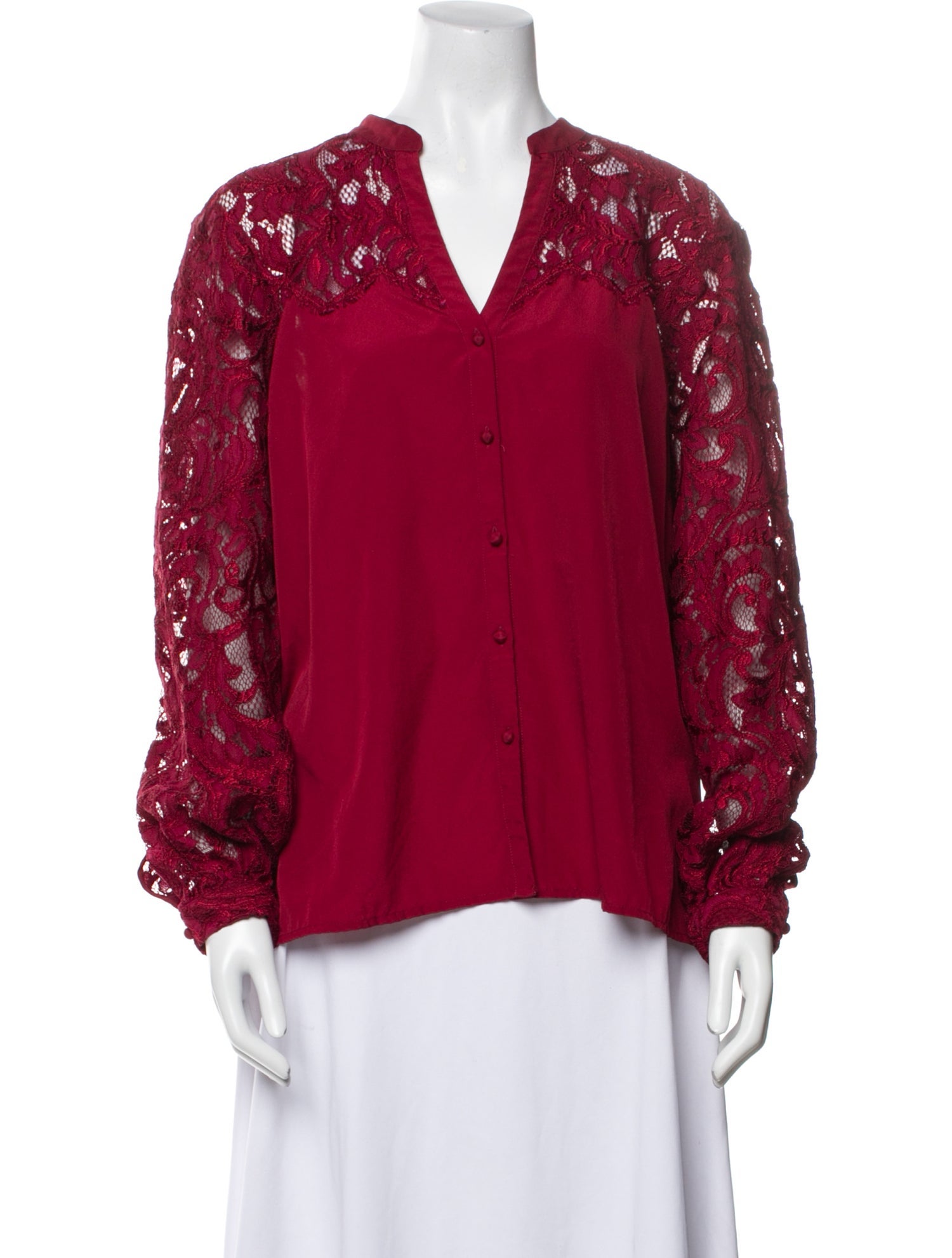 Badgley Mischka V-Neck Long Sleeve Blouse