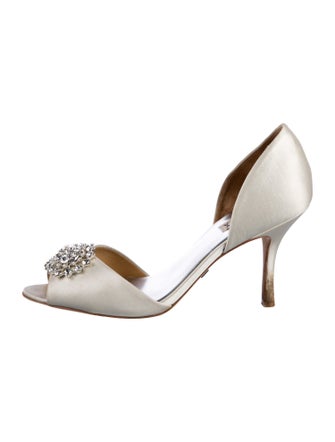 Badgley Mischka Satin Crystal Embellishments D'Orsay Pumps