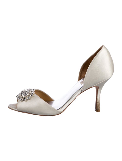 Badgley Mischka Satin Crystal Embellishments D'Orsay Pumps