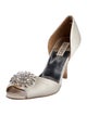 Badgley Mischka Satin Crystal Embellishments D'Orsay Pumps