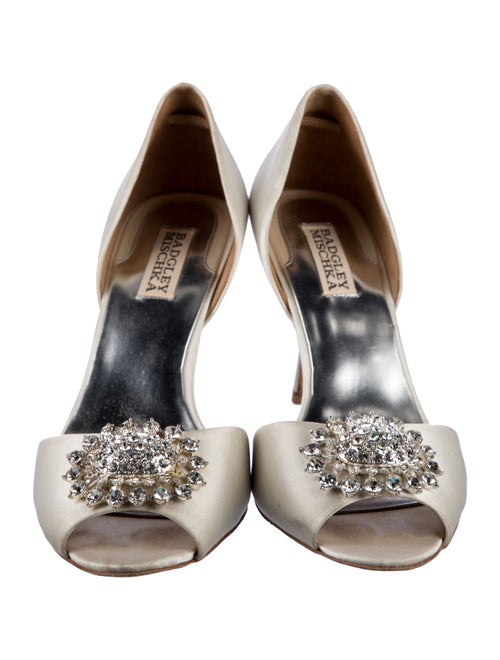 Badgley Mischka Satin Crystal Embellishments D'Orsay Pumps