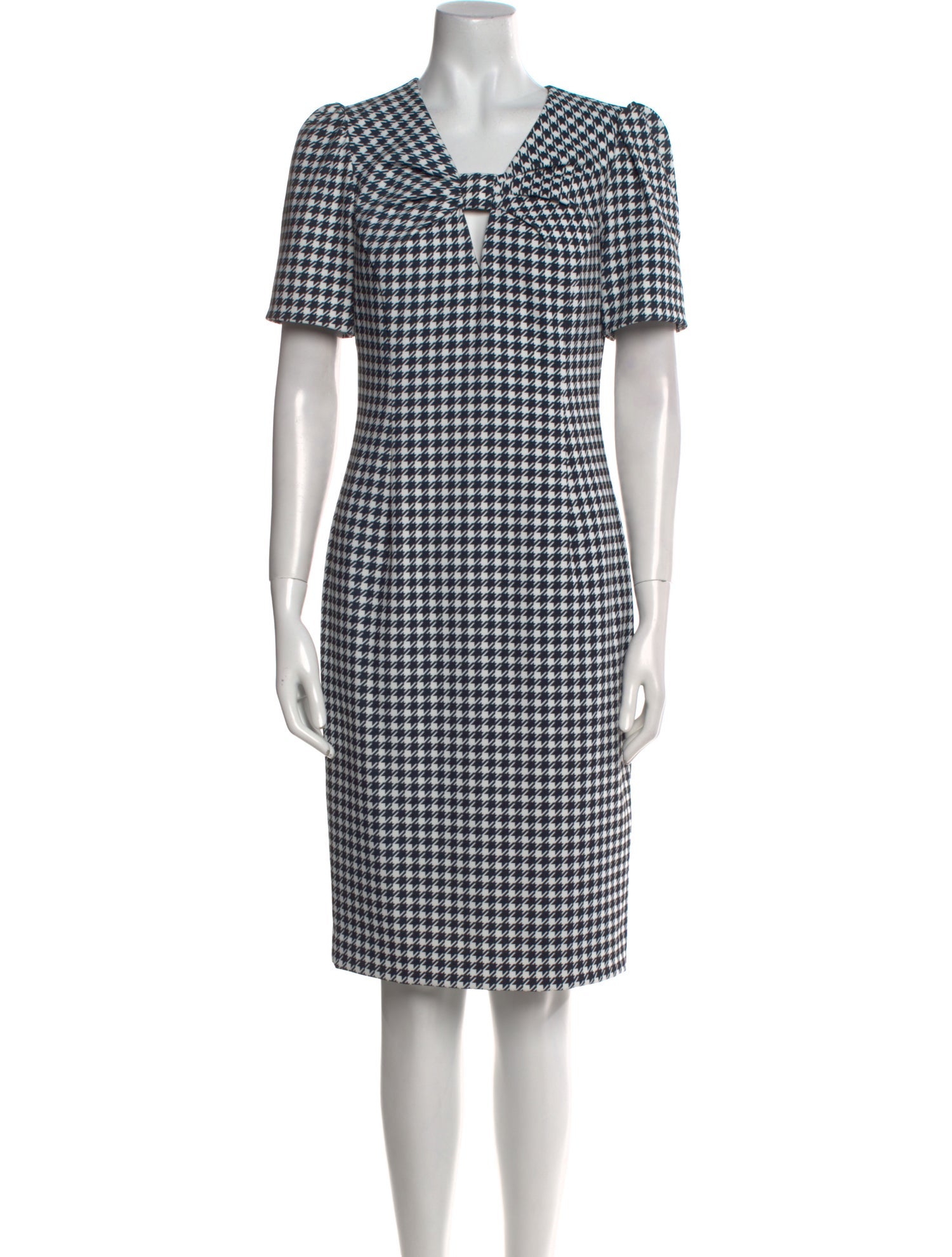 Badgley Mischka Houndstooth Print Midi Length Dress