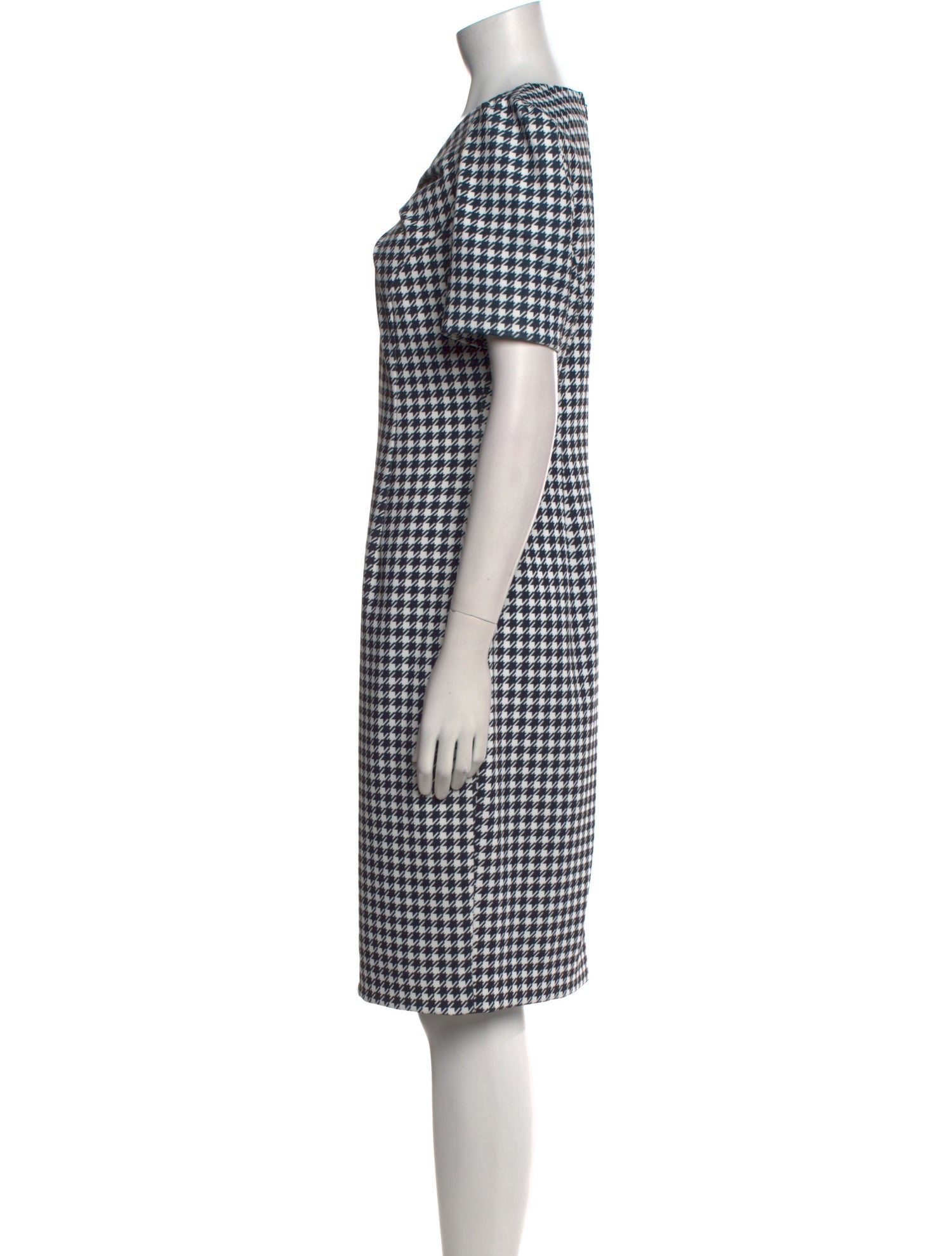 Badgley Mischka Houndstooth Print Midi Length Dress