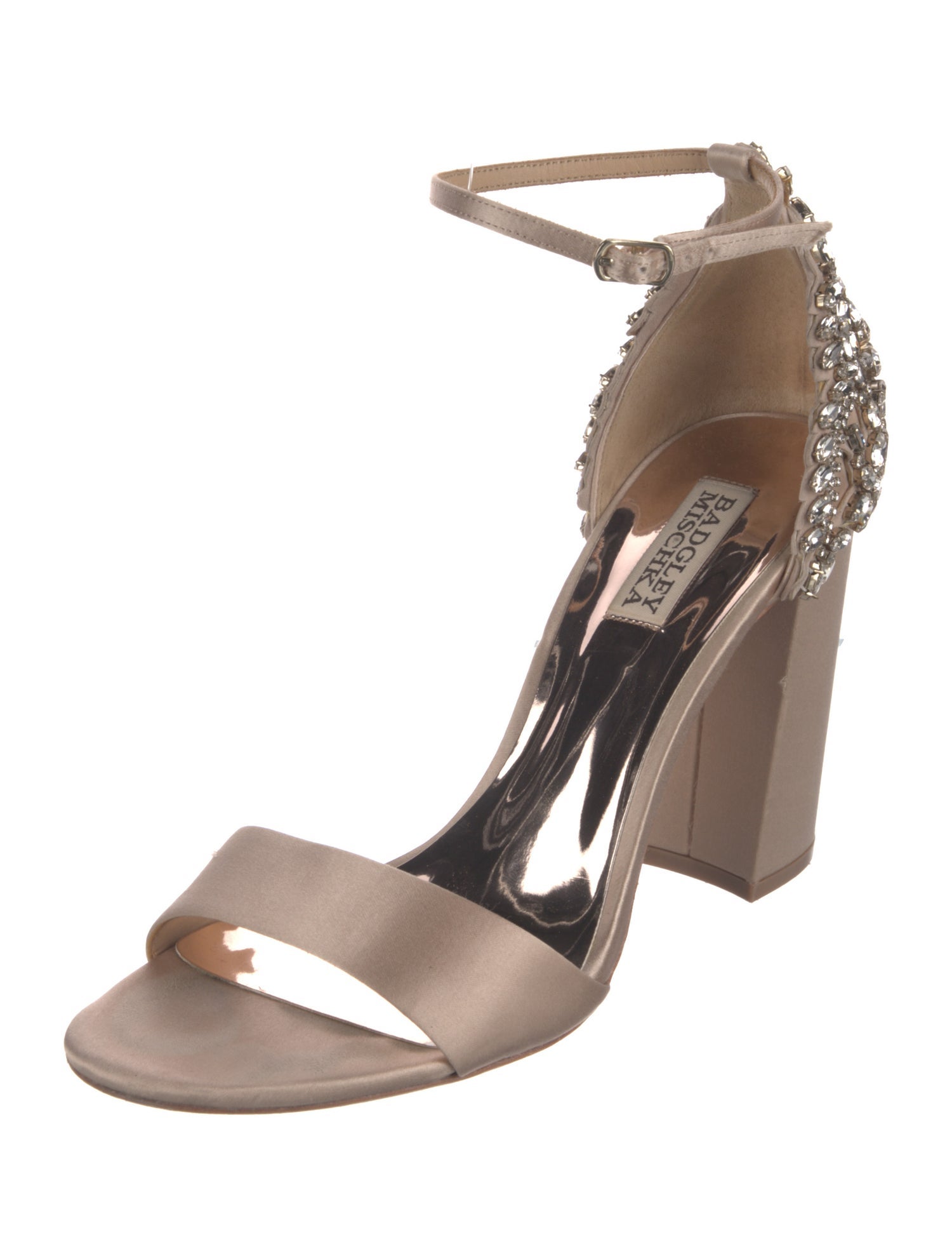 Badgley Mischka Satin Crystal Embellishments Sandals