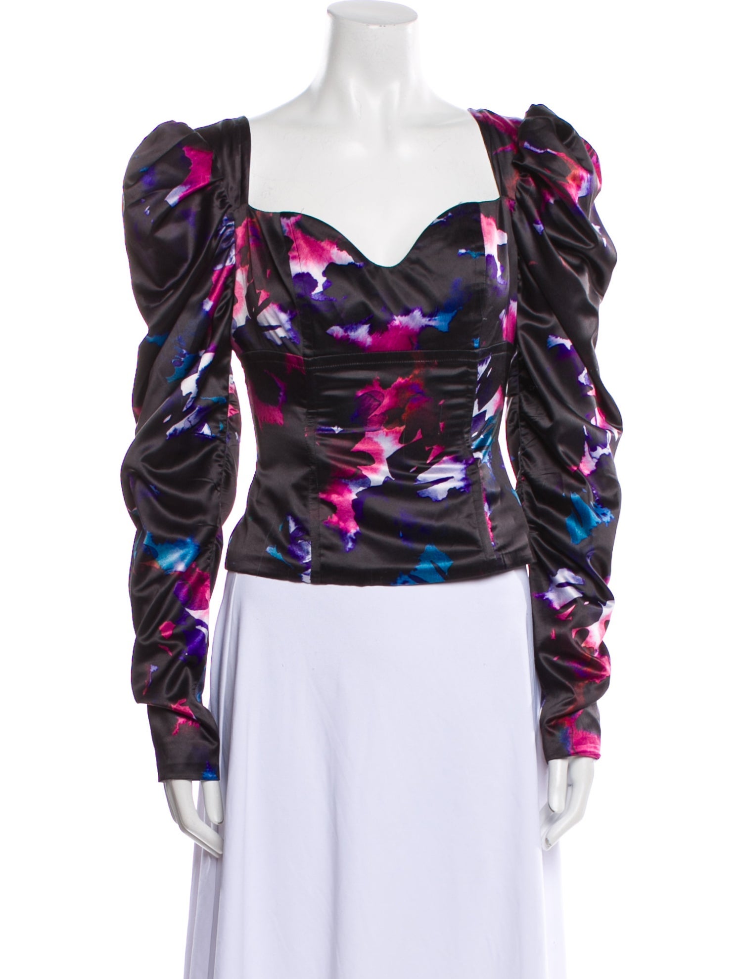 Badgley Mischka Floral Print Cowl Neck Top