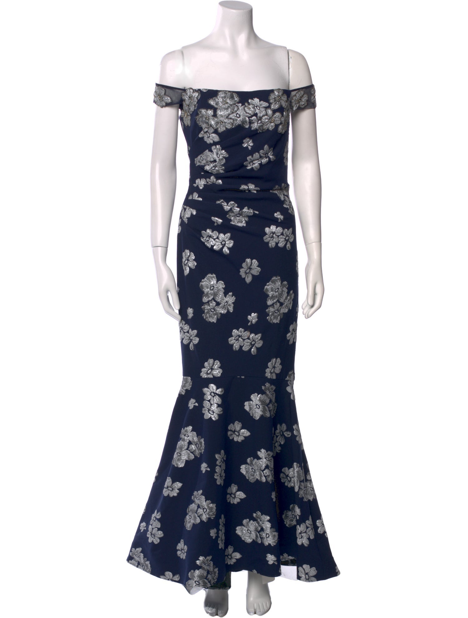 Badgley Mischka Floral Print Long Dress