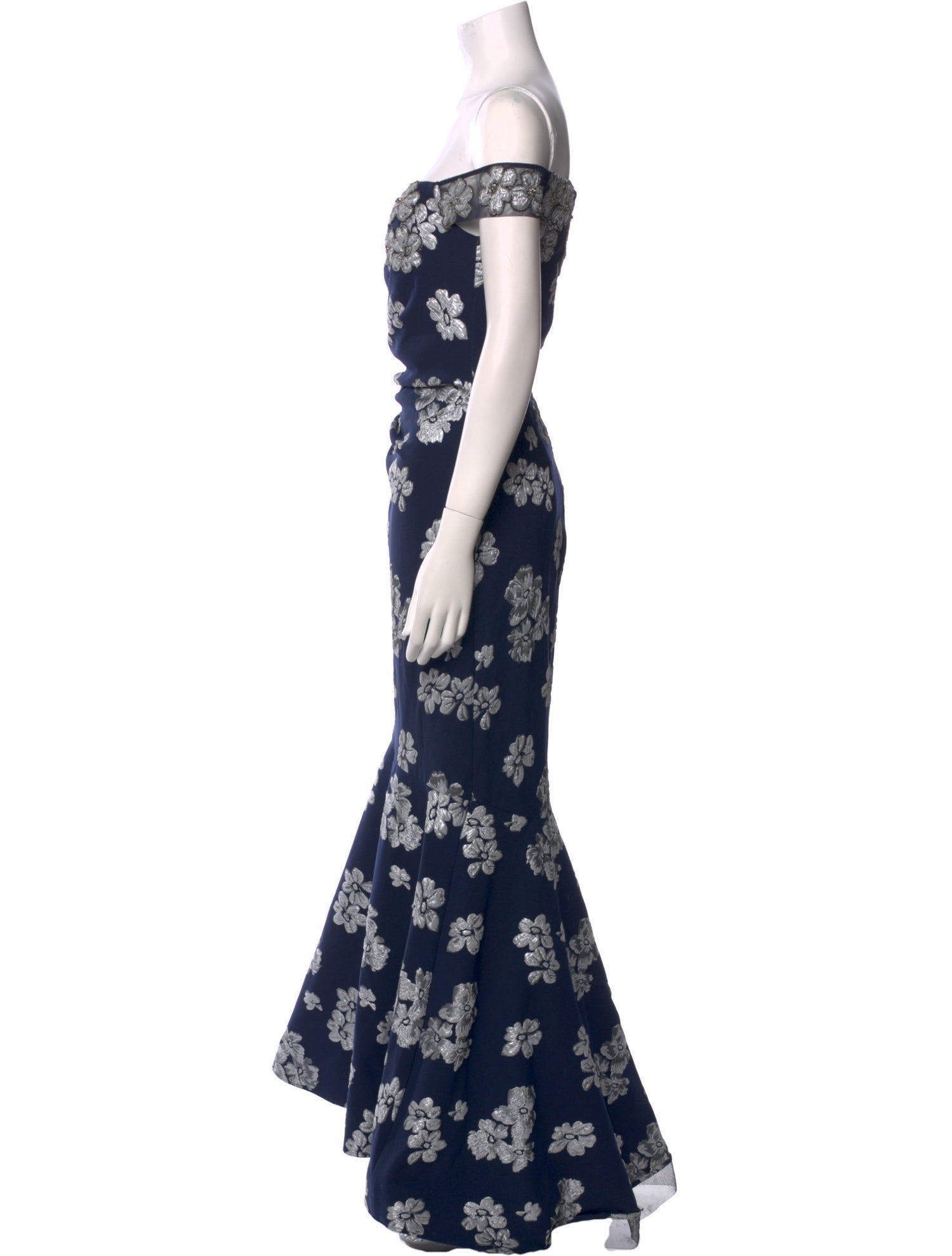 Badgley Mischka Floral Print Long Dress