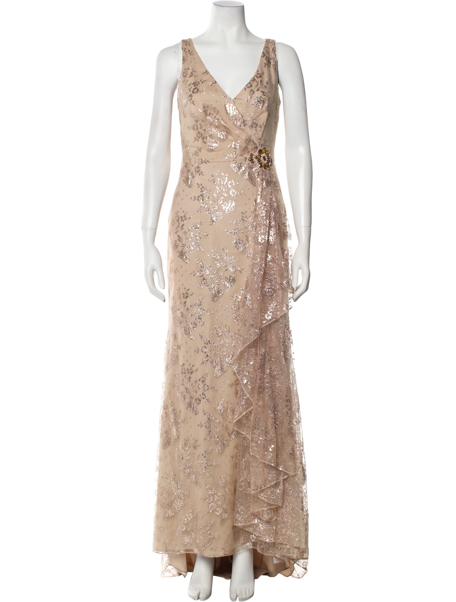 Badgley Mischka Printed Long Dress