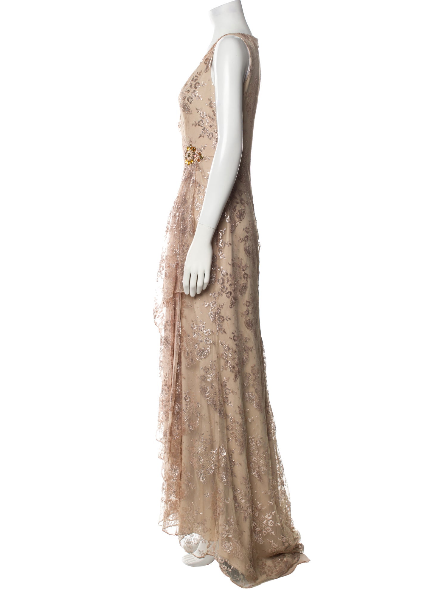 Badgley Mischka Printed Long Dress