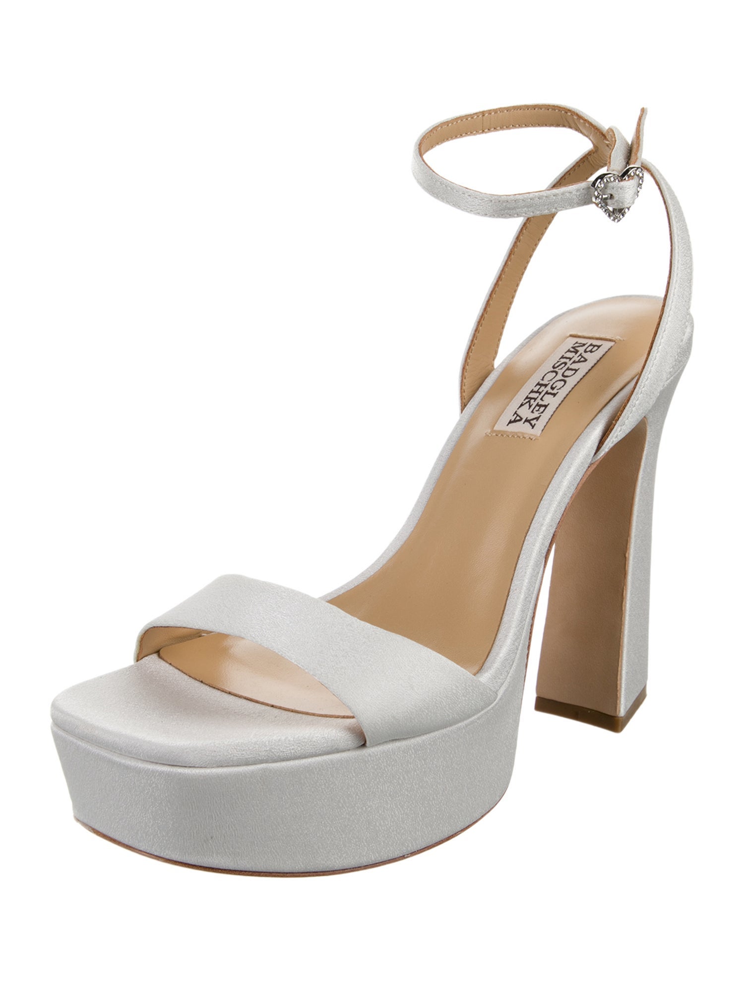 Badgley Mischka Leather Crystal Embellishments Sandals