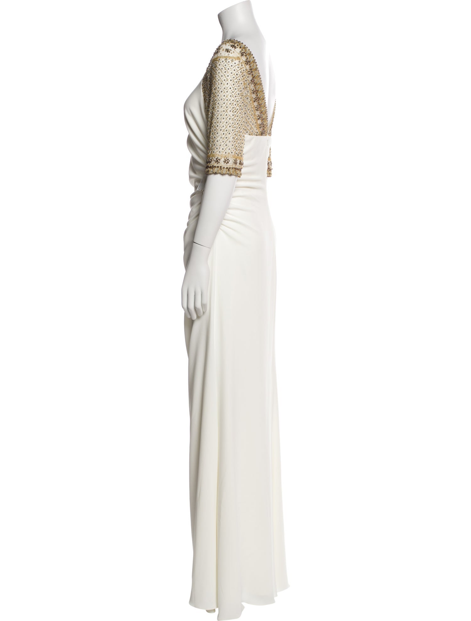 Badgley Mischka V-Neck Long Dress